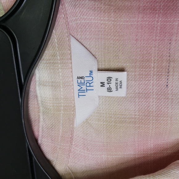 NWT Time And Tru Vintage Pink Plaid Flannel Long Sleeve Button-Up Shirt - Picture 7 of 9